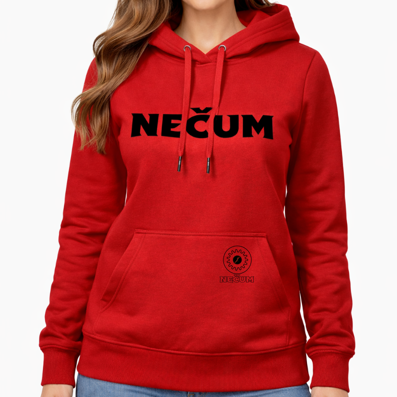 Dámská červená mikina s potiskem NEČUM