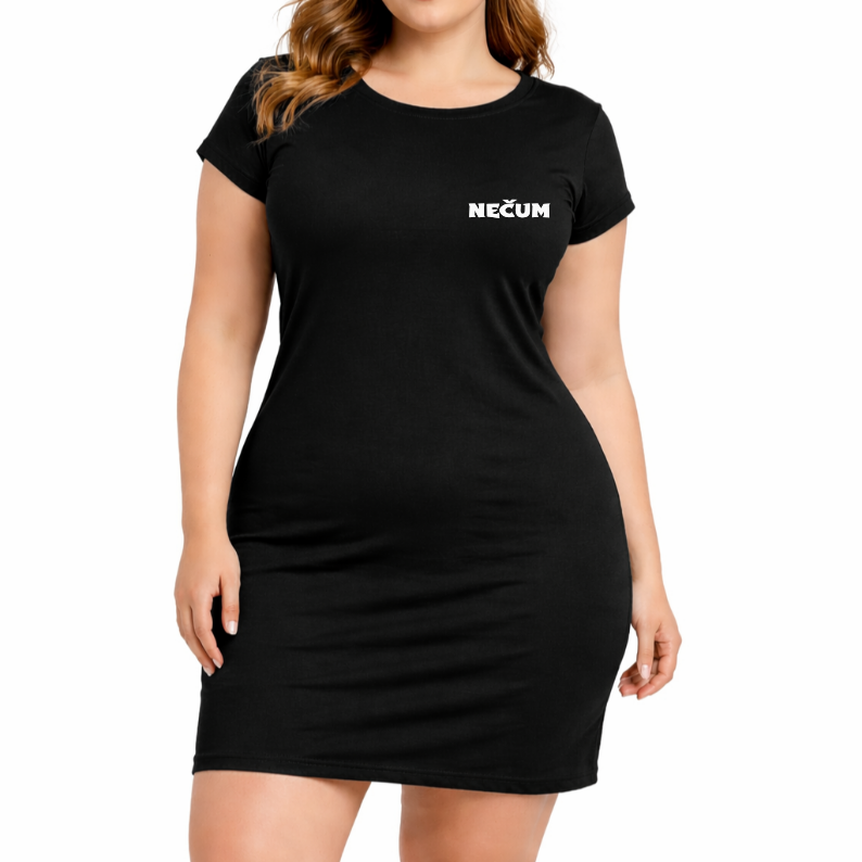 Dámské černé šaty s potiskem NEČUM