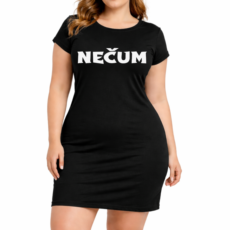 Dámské černé šaty s potiskem NEČUM